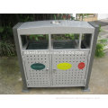 Zinc & powder coated cheap outdoor 3 compartment metal recycle bin in direct factory price